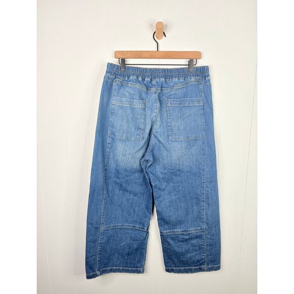 Anthropologie Pilcro Izzie Relaxed Pull On Barrel Jeans Large Cropped Wide Leg - Picture 9 of 12